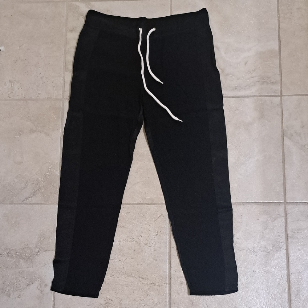 Monrow Black Track Pants with Elastic Waistband and Drawstring